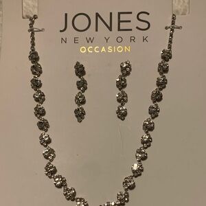 Jones New York Occasion Silver Crystal Necklace Set